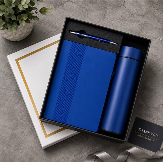 3-in-1 Corporate Gift Set – Temperature Bottle, Metal Pen & A5 Diary