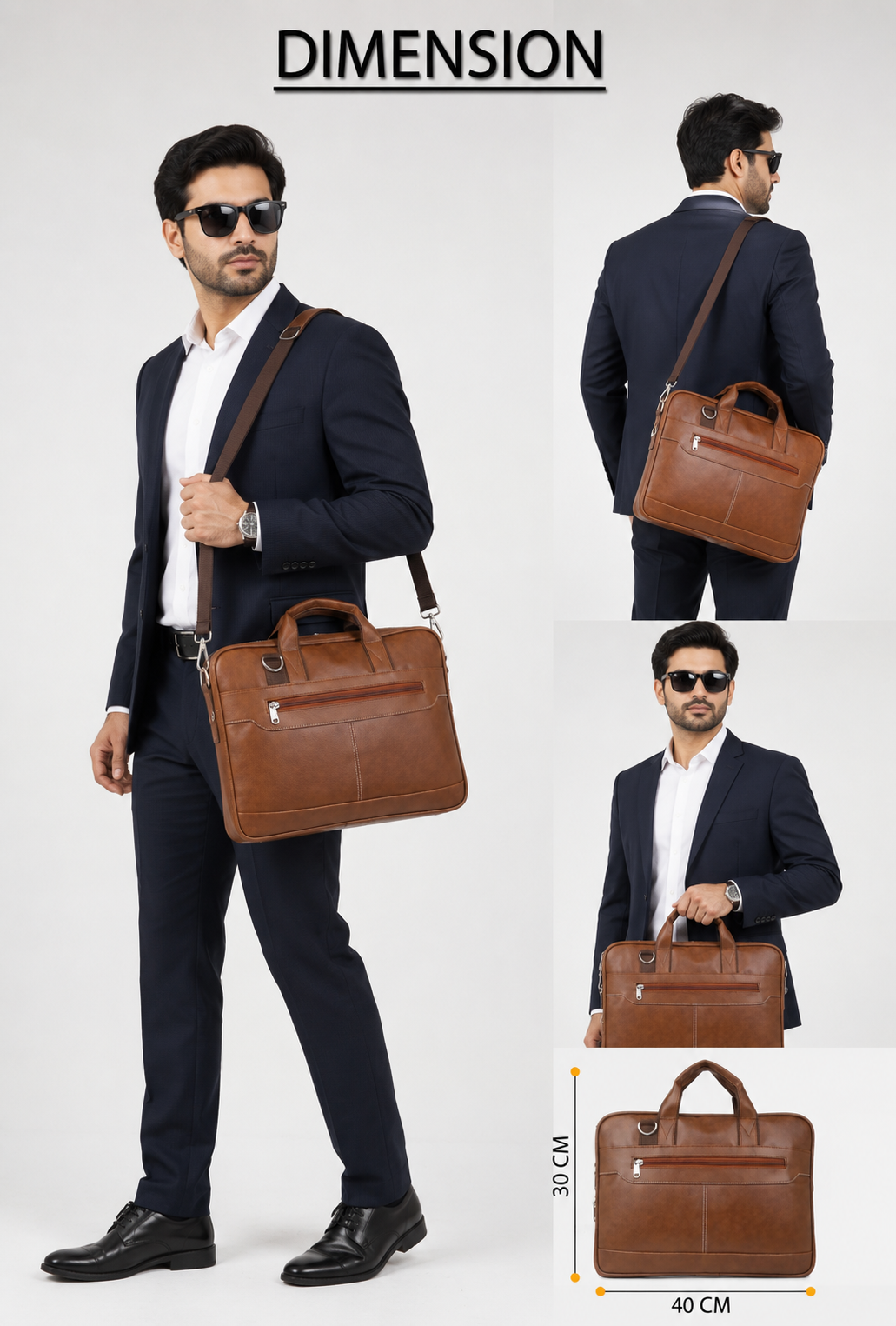 Business Laptop Bag for Men with Premium PU Leather Design