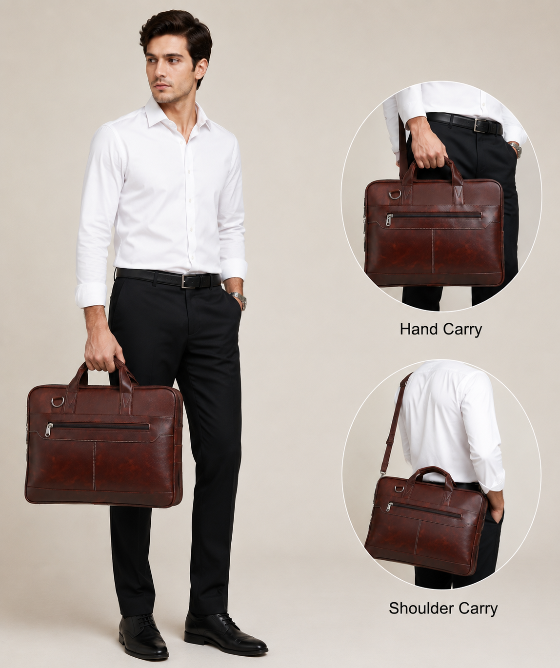 Business Laptop Bag for Men with Premium PU Leather Design