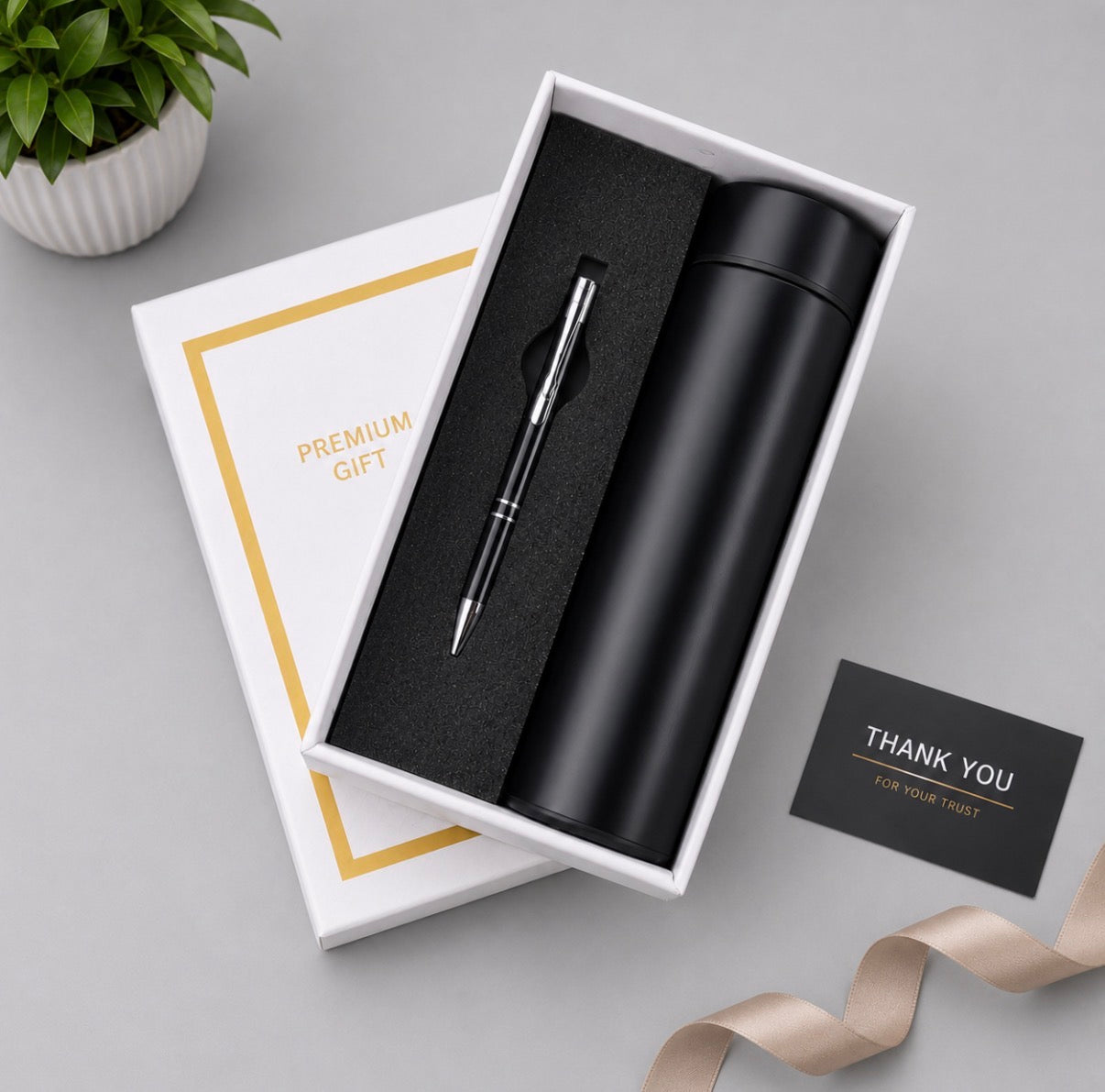 Premium Temperature Bottle & Executive Pen Corporate Gift Set