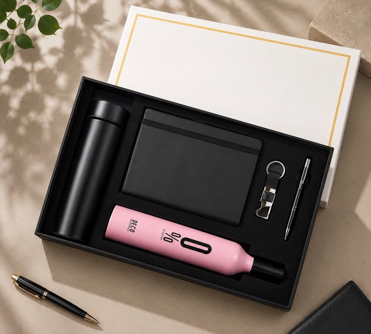 Executive Corporate Gift Hamper | A5 Diary, Metal Pen, Umbrella, Smart Temperature Bottle & Metal Keychai